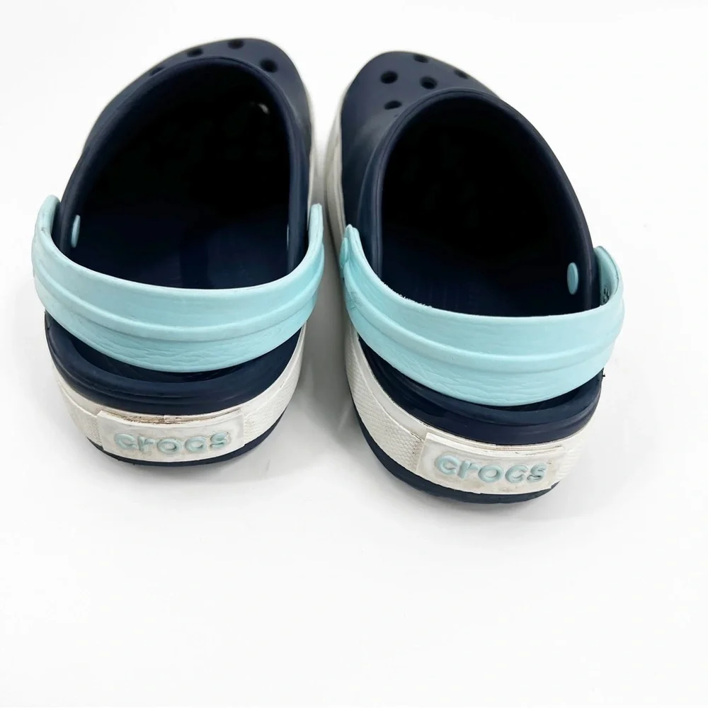 ✅‎ Crocs Kids' Crocband II Clog Navy Blue, Sky Blue and White Shoe 3 WATERPROOF